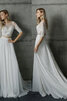 Schön Romantisches Bodenlanges Brautkleid mit Knöpfen mit Gericht Schleppe - 2