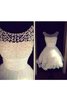 Zeitloses A-Line Perlenbesetztes Ärmelloses Brautkleid mit Bordüre mit gekappten Ärmeln - 3