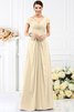Chiffon Prinzessin Bodenlanges Brautjungfernkleid mit Kurzen Ärmeln mit Drapierung - 6