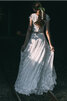 Exquisit A-Line Dehnbarer Satin Brautkleid mit Bordüre mit Kurzen Ärmeln - 4