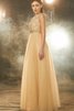 Schaufel-Ausschnitt Normale Taille A-Line Abendkleid mit Perlen mit Offenen Rücken - 3