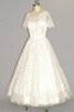 Gesticktes Reißverschluss A-Linie knöchellanges Brautkleid mit Bordüre mit Juwel Ausschnitt - 3
