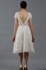 Spitze Reißverschluss knielanges Brautkleid mit Bordüre mit Blume - 3