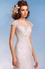 Schaufel-Ausschnitt klassisches normale Taille bodenlanges Brautkleid mit Bordüre mit Applike - 3