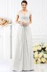 Chiffon Prinzessin Bodenlanges Brautjungfernkleid mit Kurzen Ärmeln mit Drapierung - 16