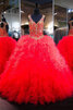 Prinzessin Mode Luxus Brautkleid mit V-Ausschnitt ohne Ärmeln - 1