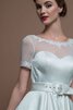 Schaufel-Ausschnitt Vintage A-Line schlichtes Brautkleid mit Gürtel aus Satin - 4