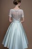 Schaufel-Ausschnitt Vintage A-Line schlichtes Brautkleid mit Gürtel aus Satin - 2