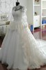 Spitze Kapelle Schleppe Taft luxus Brautkleid mit Applikation mit Schleife - 1