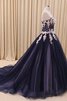 Paillettenbesetztes Tüll Paillette bodenlanges Quinceanera Kleid mit Applike mit Bordüre - 3