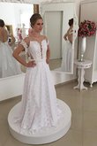 Prinzessin A Linie Natürliche Taile Schaufel-Ausschnitt Brautkleid mit Bordüre