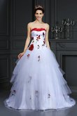 Robe de mariée luxueux de bustier avec lacets avec fleurs de mode de bal
