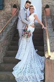 Robe de mariée naturel luxueux intemporel avec décoration dentelle de sirène