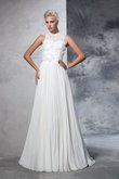 A-Line Hoher Ausschnitt Chiffon Extravagantes Brautkleid ohne Ärmeln