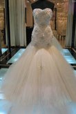 Ärmelloses Meerjungfrau Stil Tüll Extravagantes Brautkleid mit Natürlicher Taille
