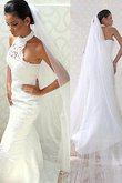 Neckholder Sweep train Meerjungfrau Stil Vintage Brautkleid ohne Ärmeln