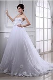Duchesse-Linie Organza Anständiges Brautkleid ohne Ärmeln mit Gürtel