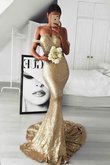 Paillette Meerjungfrau Absorbierend Abendkleid mit Rüschen mit Schulterfreier Ausschnitt