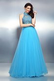 Prinzessin Hoher Kragen Formelles Abendkleid aus Satin mit Empire Taille
