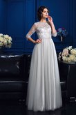 A-Line Prinzessin Bodenlanges Brautmutterkleid mit Applike mit Schaufel Ausschnitt
