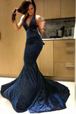 Nackenband Funkelnd Meerjungfrau Stil Paillette Abendkleid mit Rüschen