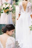 Robe de mariée glamour de traîne courte en tout plein air plissé longue