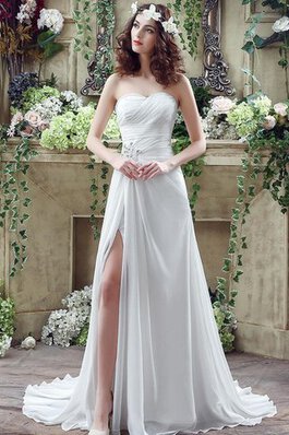 Perlenbesetztes keine Taille Garten sexy romantisches Brautkleid mit Plissierungen