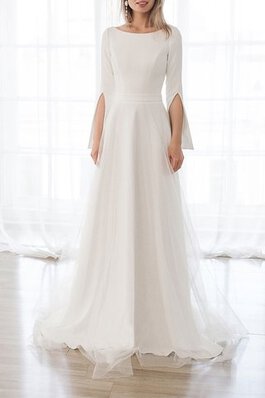 A-Linie Unverwechselbar Normale Taille Einfaches Brautkleid mit Langen Ärmeln