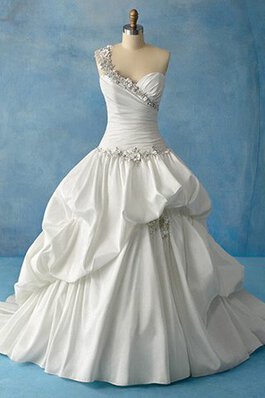 Robe de mariée distinguee d'épaule asymétrique en chute avec sans manches de mode de bal