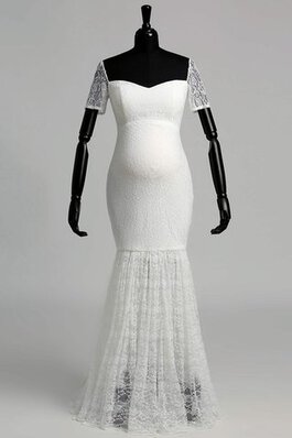 Reißverschluss plissiertes kurze Ärmeln Modern Elegantes schlichtes Brautkleid
