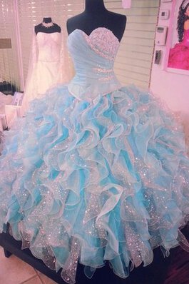 Abito Quinceanera con Fiocco Ball Gown in Tulle A-Line in Pizzo in pizzo