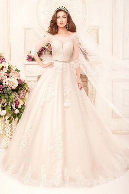 Duchesse-Linie konservatives Elegantes romantisches Brautkleid mit Applike mit Bordüre