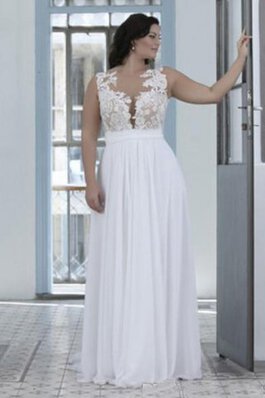 Ärmellos Juwel Ausschnitt romantisches bezauberndes Brautkleid aus Spitze mit Plissierungen