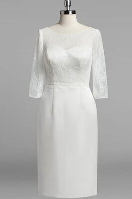 Halbe Ärmeln Ärmelloses wadenlanges luxus Brautkleid mit Bordüre mit Schaufel Ausschnitt