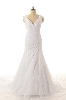 Meerjungfrau natürliche Taile Ärmellos V-Ausschnitt luxus Brautkleid