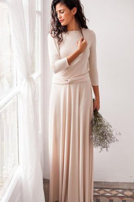 Plissiertes bodenlanges schlichtes Brautjungfernkleid mit Gürtel mit Schleife