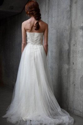 A-Line Tüll Reißverschluss bodenlanges Brautkleid ohne Ärmeln