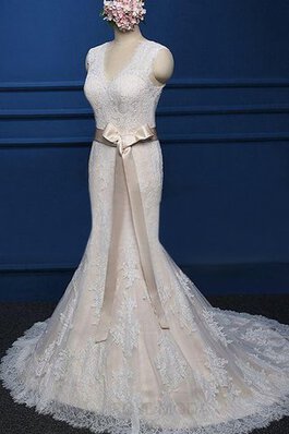 Ärmellos normale Taille Meerjungfrau Brautkleid mit Schleife mit Gürtel
