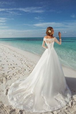 Langärmeliges Beach Stil Gericht Schleppe langes prächtiges Brautkleid mit Applike