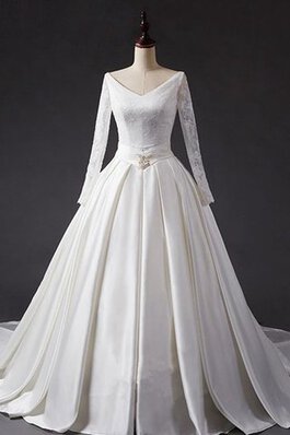 Duchesse-Linie klassisches Kapelle Schleppe extravagantes Brautkleid mit kreuz aus Tüll