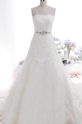 Plissiertes A-Line Reißverschluss prächtiges Brautkleid mit Bordüre mit Gürtel