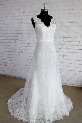 Ärmellos drapiertes gekerbter Ausschnitt Elegantes einfaches Brautkleid mit Bordüre