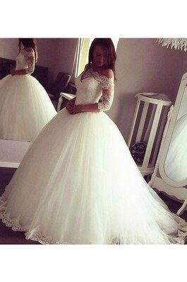 Plissiertes Reißverschluss zeitloses extravagantes Brautkleid mit Applike mit Bordüre