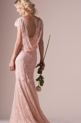 Juwel Ausschnitt rückenfreies sexy konservatives Brautkleid mit gekappten Ärmeln aus Spitze