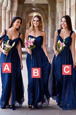 A-Line Ärmelloses Normale Taille Bodenlanges Brautjungfernkleid aus Chiffon