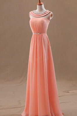 Prinzessin A-Linie Perlenbesetztes Ärmelloses bodenlanges Abendkleid mit Empire Taille