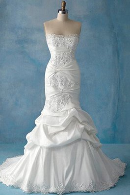 Vintage keine Taille Ärmelloses Meerjungfrau Taft anständiges Brautkleid