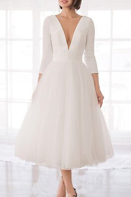 Robe de mariée fascinant de col en v elegante courte simple