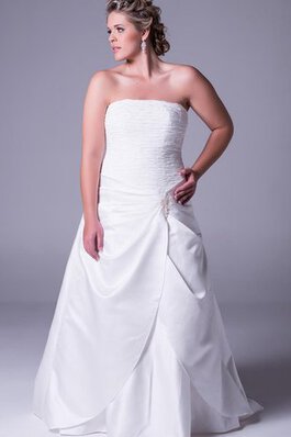 Reißverschluss A-Line trägerlos bodenlanges Brautkleid ohne Ärmeln aus Satin