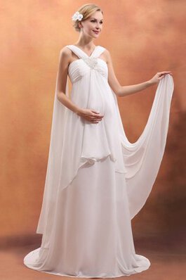 Chiffon Engelhaft Ärmelloses Stilvolles Brautkleid mit Empire Tailler